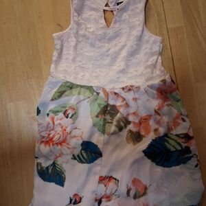 Lilt Girls Blush Lace Floral Handkerchief Hem Dress Size 10 | Party Easter